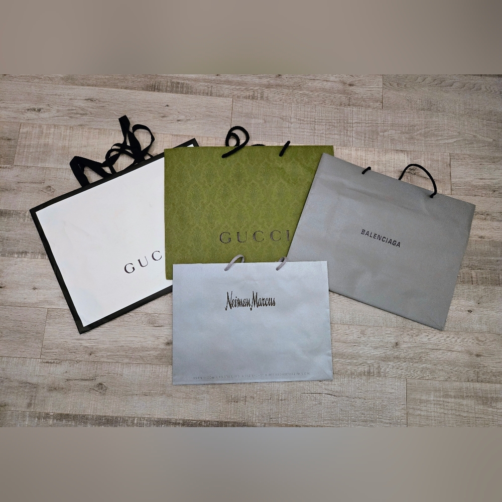 4 Designer Shopping Bags Gucci Balenciaga Neimus Marcus Storage Closet Organize